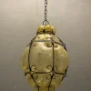 Sale Pamono Wrought Iron Craquelè Murano Glass Latern Light Pendant , 1960s