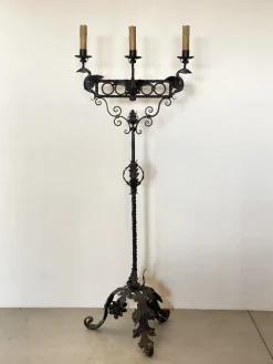Outlet Pamono Wrought Iron Floor Candleholder, 1900s