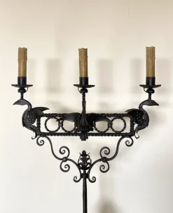 Outlet Pamono Wrought Iron Floor Candleholder, 1900s