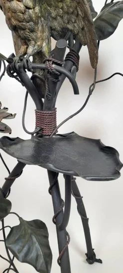 Outlet Pamono Wrought Iron Floor Lamp with Leaves, Flowers, and Parrot, 1960s