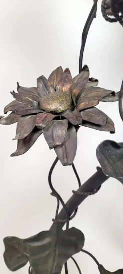 Outlet Pamono Wrought Iron Floor Lamp with Leaves, Flowers, and Parrot, 1960s