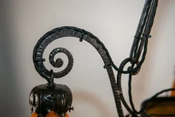 Discount Pamono Wrought Iron Pate de Verre Lamp from Muller Freres Luneville, France, 1930s