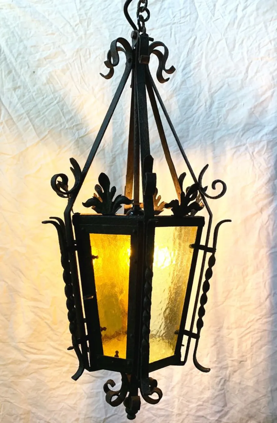 Sale Pamono Wrought Iron Pendant Lantern, 1950s