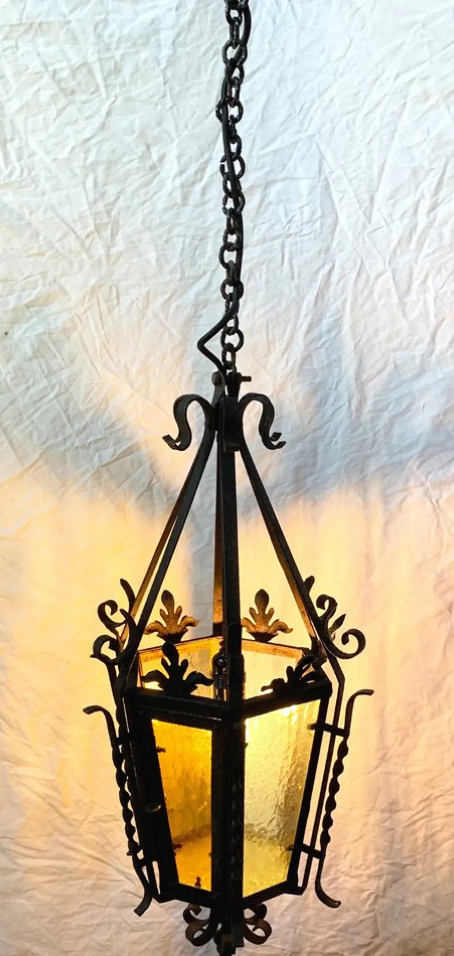 Sale Pamono Wrought Iron Pendant Lantern, 1950s