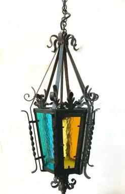 Sale Pamono Wrought Iron Pendant Lantern, 1950s