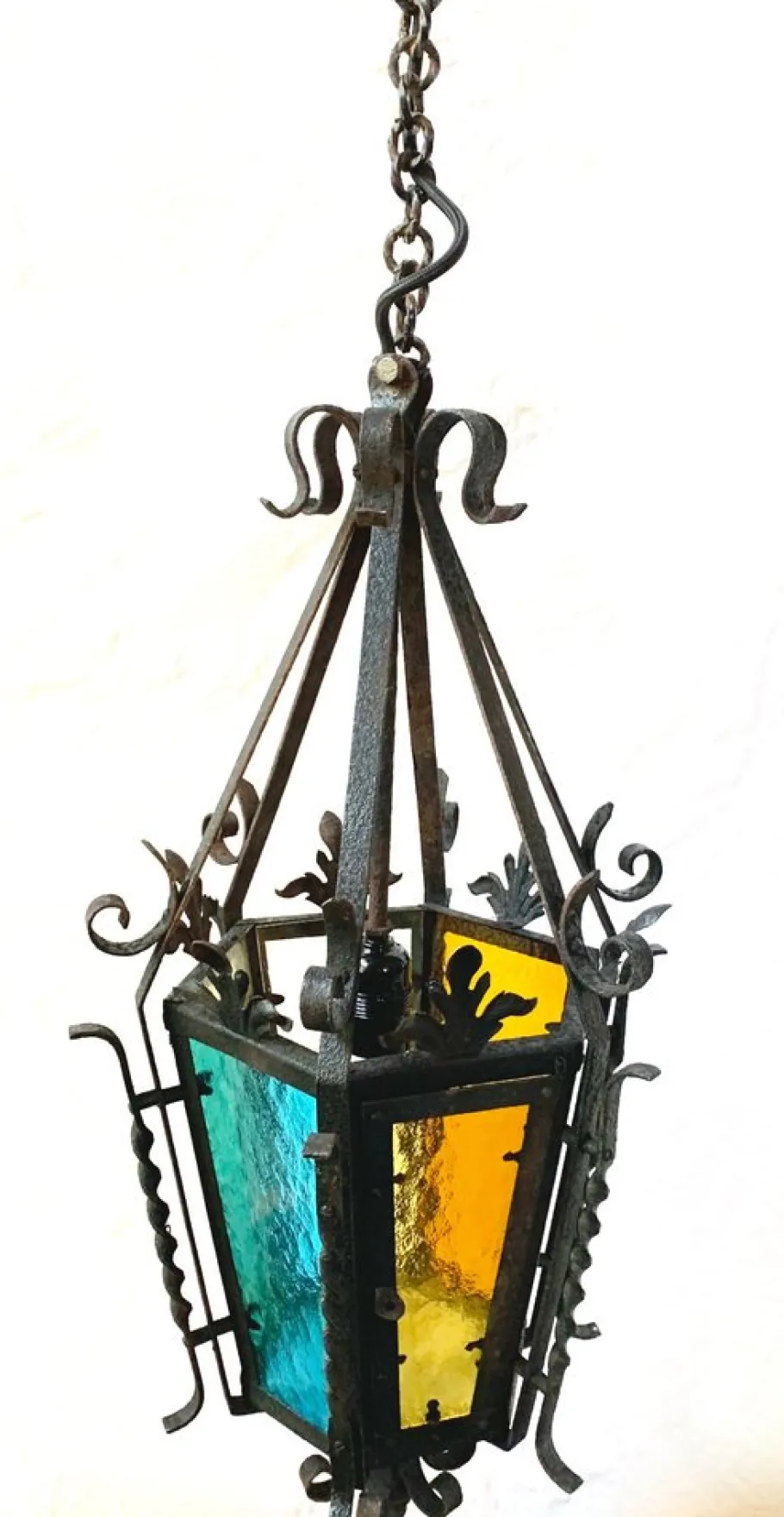 Sale Pamono Wrought Iron Pendant Lantern, 1950s