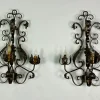 New Pamono Wrought Iron Wall Lights with Foliage Decoration, 1950s, Set of 2