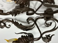 New Pamono Wrought Iron Wall Lights with Foliage Decoration, 1950s, Set of 2