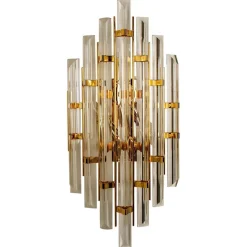 Clearance Pamono XXL Venini Style Murano Glass and Gold-Plated Sconce, Italy