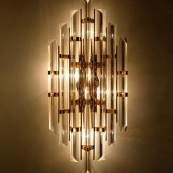 Clearance Pamono XXL Venini Style Murano Glass and Gold-Plated Sconce, Italy