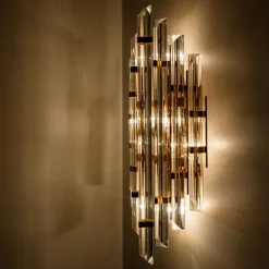 Clearance Pamono XXL Venini Style Murano Glass and Gold-Plated Sconce, Italy
