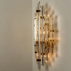 Clearance Pamono XXL Venini Style Murano Glass and Gold-Plated Sconce, Italy