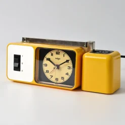 Outlet Pamono Yellow Alarm Clock with Telescopic Lamp from Wigo, 1970s