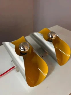 Clearance Pamono Yellow and Silver Wall Lamp from Massive Leuchten