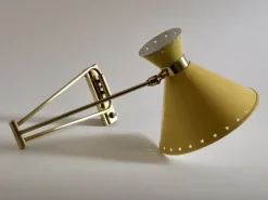 Discount Pamono Yellow Diabolo Articulated Wall Light attributed to Rene Mathieu for Lunel, 1950s