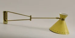 Clearance Pamono Yellow Diabolo Articulated Wall Light attributed to Rene Mathieu for Lunel, 1950s