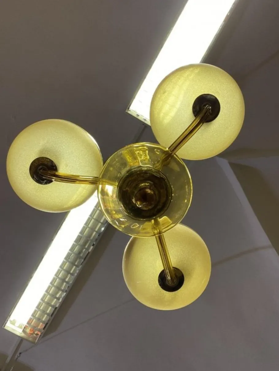 New Pamono Yellow Murano Glass Chandelier, 1960s