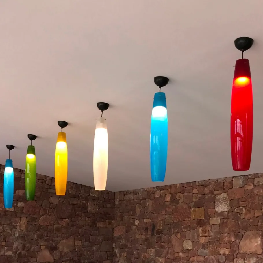 Hot Pamono Yellow Murano Glass Pendant by Alessandro Pianon for Vistosi, Italy, 1960s