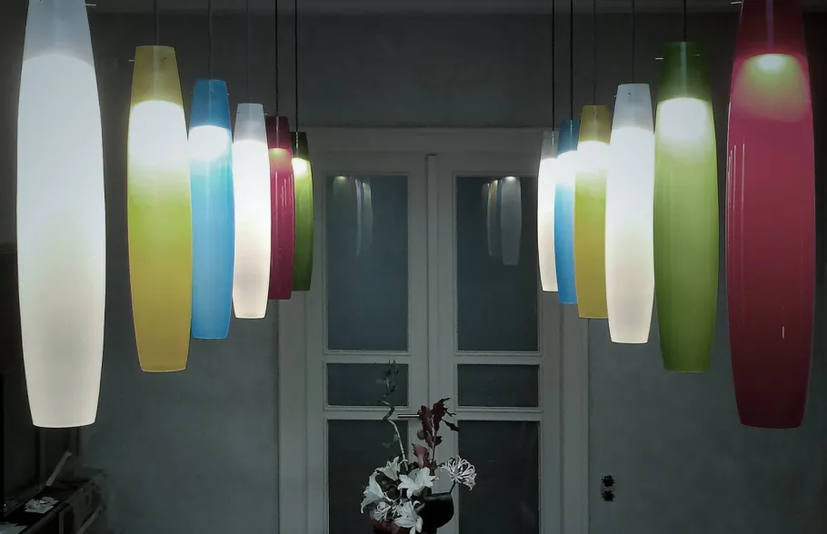 Hot Pamono Yellow Murano Glass Pendant by Alessandro Pianon for Vistosi, Italy, 1960s