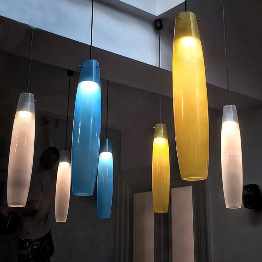 Hot Pamono Yellow Murano Glass Pendant by Alessandro Pianon for Vistosi, Italy, 1960s