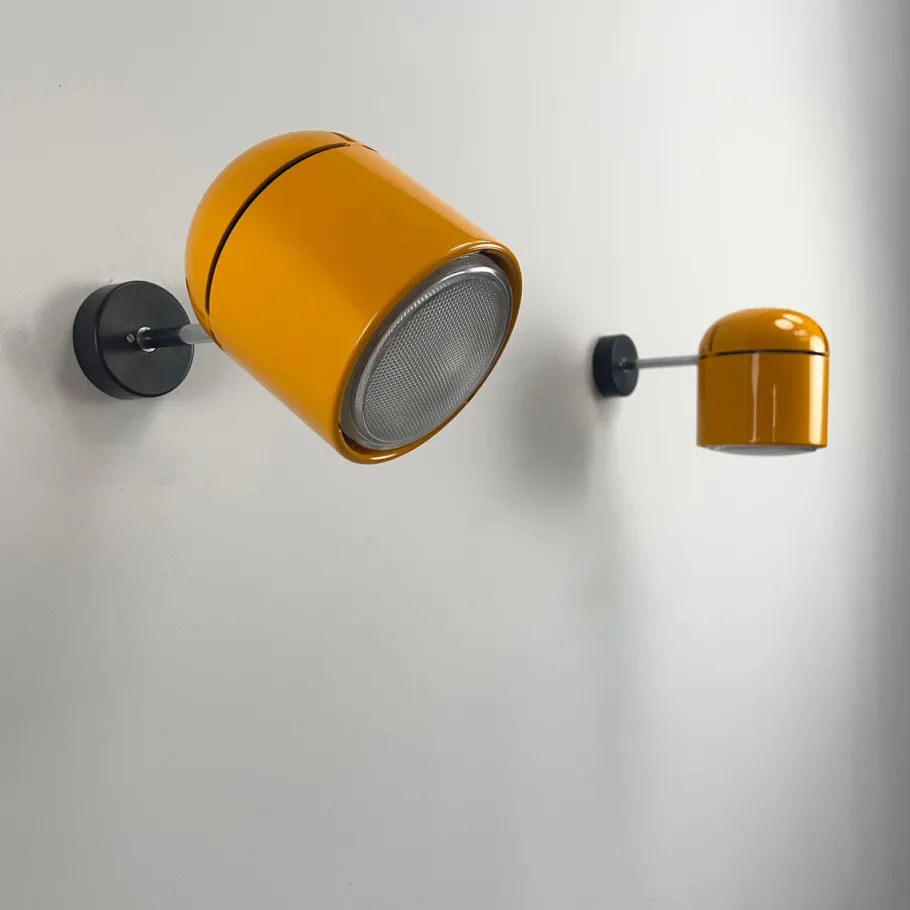 Best Pamono Yellow-Orange Pop Art Wall Spotlights by Staff, 1970s, Set of 2