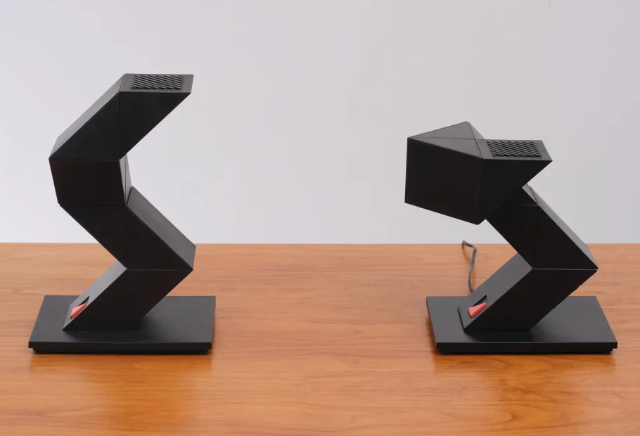 Hot Pamono Zig-Zag Table Lamps by Shui L. D. Chan, Hong-Kong, 1984, Set of 2