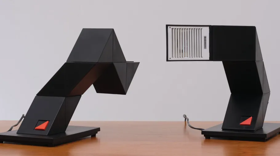 Hot Pamono Zig-Zag Table Lamps by Shui L. D. Chan, Hong-Kong, 1984, Set of 2