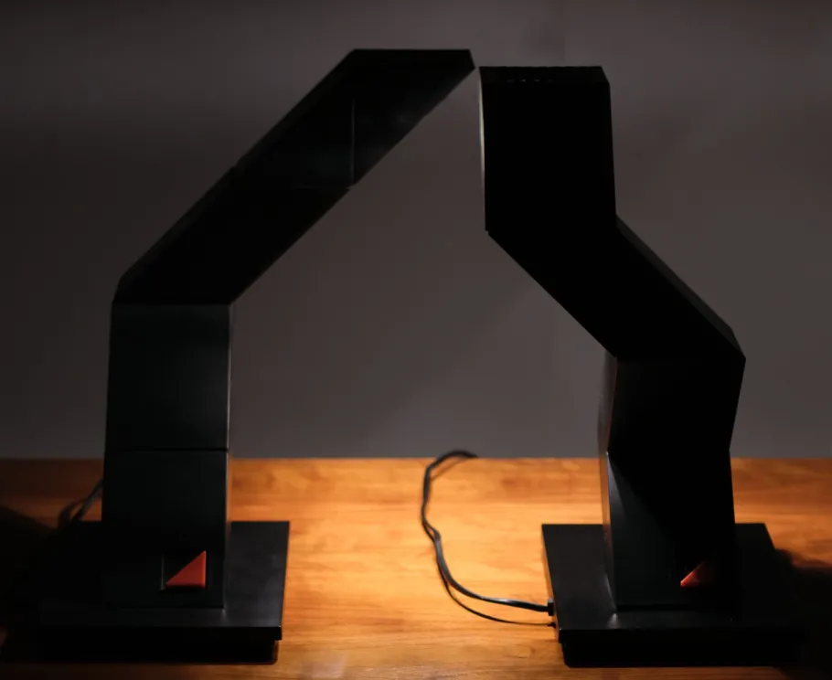 Hot Pamono Zig-Zag Table Lamps by Shui L. D. Chan, Hong-Kong, 1984, Set of 2